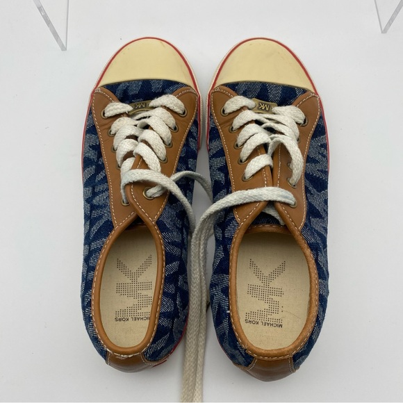 Michael Kors Women Size 7.5 Shoes Blue Fabric Low Sneakers Tennis Lace Up Casual - Picture 8 of 9